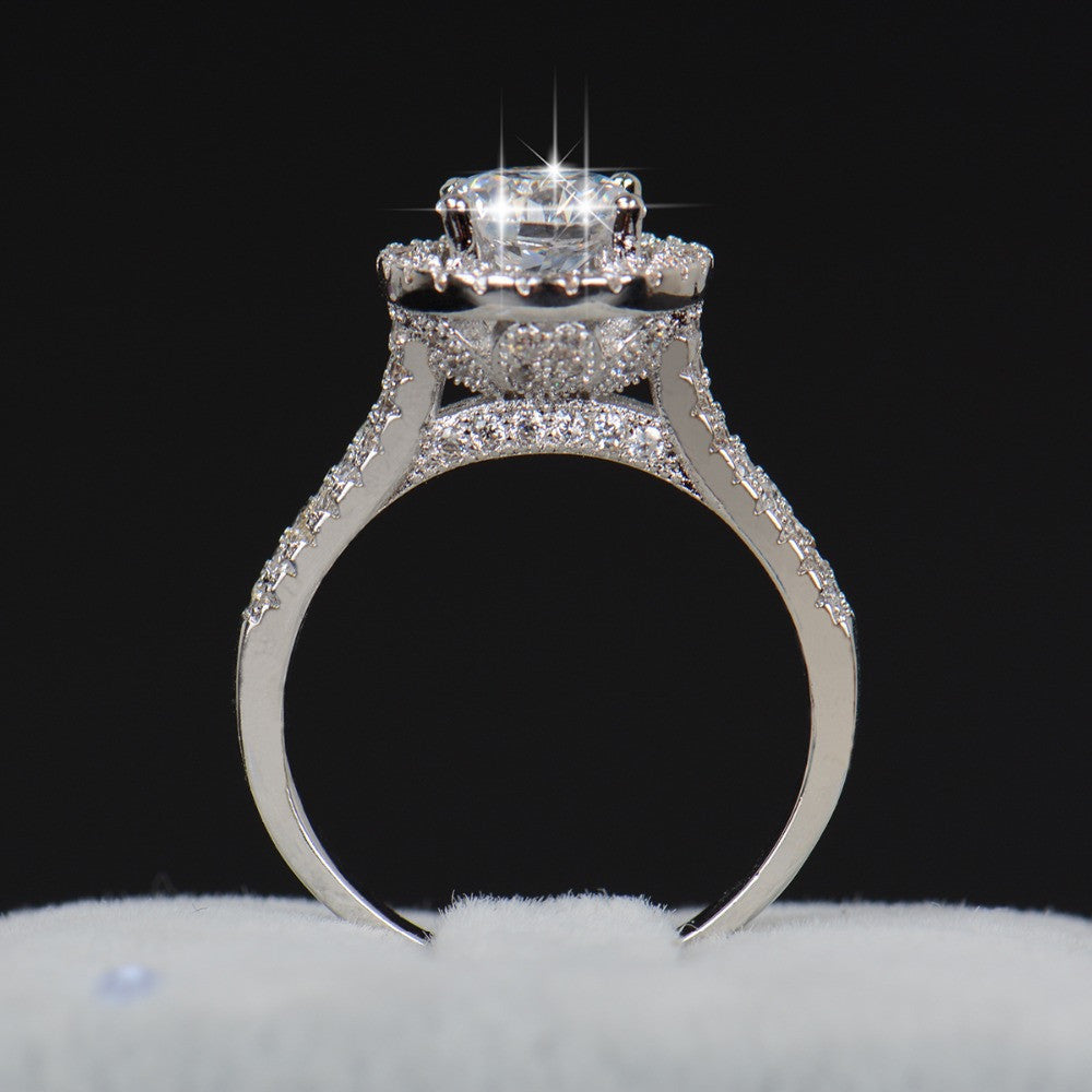 Fashion Luxury Women Engagement Jewelry 925 sterling Silver 5A ZC Crystal Zircon Female Wedding Finger Flower Rings - CelebritystyleFashion.com.au online clothing shop australia