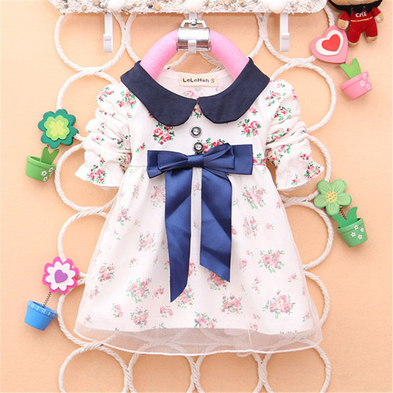 Spring New Fashion Baby Girls Cotton Dress Big Bow Infants Nice Floral Dresses - CelebritystyleFashion.com.au online clothing shop australia