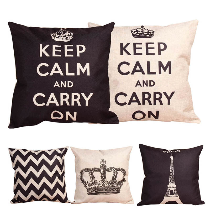 Fashion Home Decorative Linen Cotton Blended Crown Throw Pillow Case 5 Styles Square Home Accessories 43cm x 43cm-Dollar Bargains Online Shopping Australia