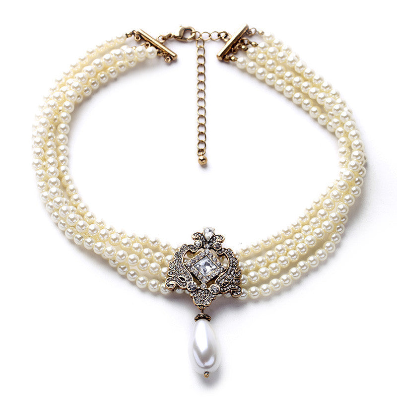 Party Dazzle Noble Multilayer Beads Chain Romantic Choker Necklace Simulated Pearl Necklace Fashion Jewelry - CelebritystyleFashion.com.au online clothing shop australia