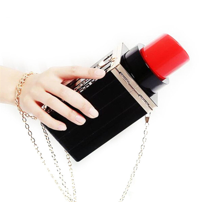 Fashion Lipstick Shape Lip Gloss Luxury Shoulder Bags Evening Bags Purses Women Clutch Vintage Chain Messenger Bags Handbag-Dollar Bargains Online Shopping Australia