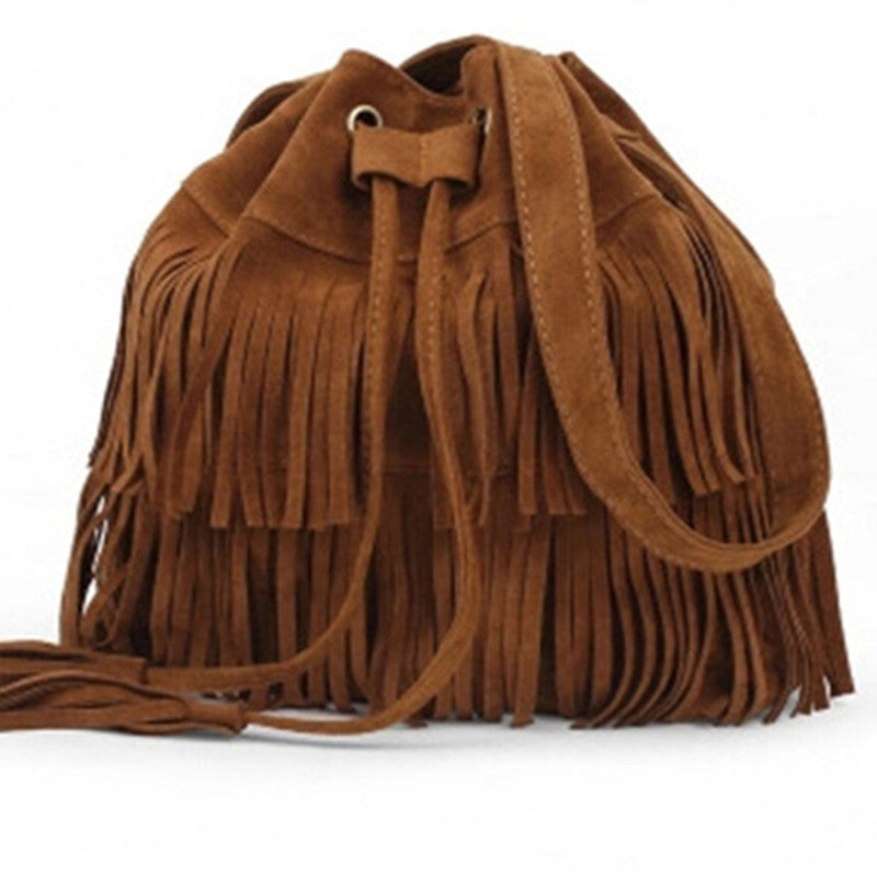 Retro Faux Suede Fringe Women Bag Messenger Bags Handbag Tassel Shoulder Handbags Crossbody Gift N513-Dollar Bargains Online Shopping Australia
