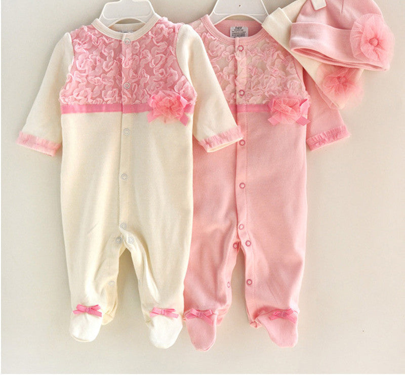 Princess Style Newborn Baby Girl Clothes Girls Lace Rompers+Hats Baby Clothing Sets Infant Jumpsuit Gifts - CelebritystyleFashion.com.au online clothing shop australia