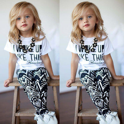 Toddler Kids Baby Girls Outfit Clothes T-shirt Tops+Long Pants Trousers 2PCS Set - CelebritystyleFashion.com.au online clothing shop australia