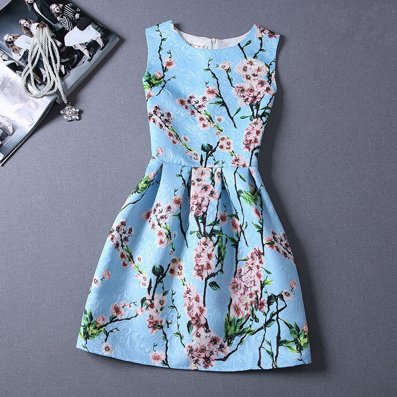 Casual Print Dress Women Fashion Printing Sleeveless Vest Dress Vestidos Vintage Woman tutu Svestido Party Dresses - CelebritystyleFashion.com.au online clothing shop australia