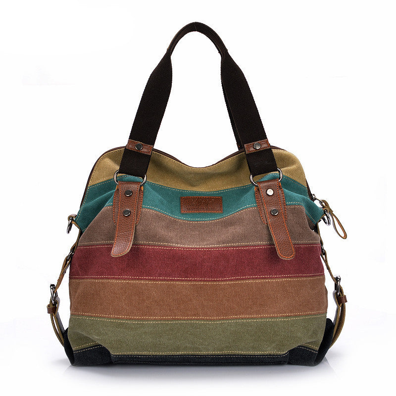 Canvas Bag Tote Striped Women Handbags Patchwork Women Shoulder Bag Fashion Sac a Main Femme De Marque Casual Bolsos Mujer-Dollar Bargains Online Shopping Australia