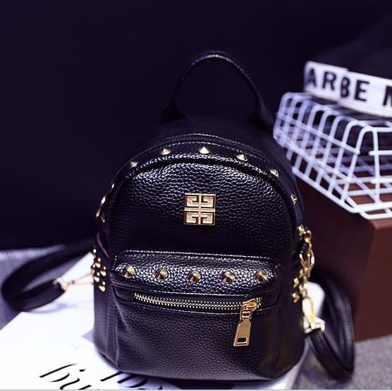 Women Leather Backpack School Bag Cute Rivet Backpack for Teenage Girl Classical Black Rucksack Shoulder Bag-Dollar Bargains Online Shopping Australia