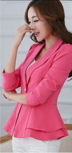 Fashion women blazers and jackets long-sleeve slim blazer ruffle short blazer design candy color Outerwear & Coats-Dollar Bargains Online Shopping Australia