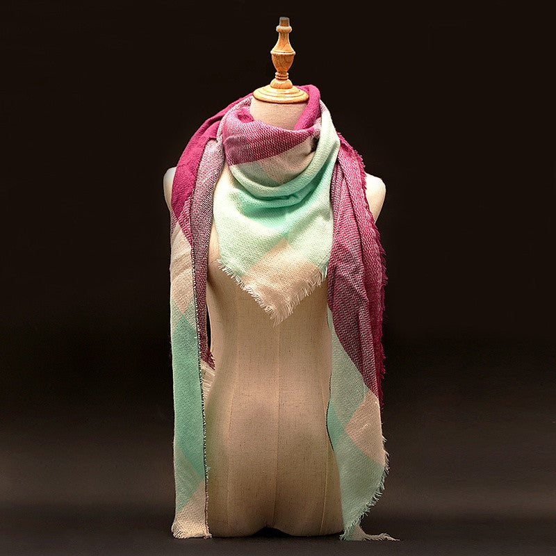 Winter luxury Brand Plaid Cashmere Scarf Women Oversized Blanket Scarf Wrap long Wool Scarf Women Pashmina Shawls and Scarves-Dollar Bargains Online Shopping Australia