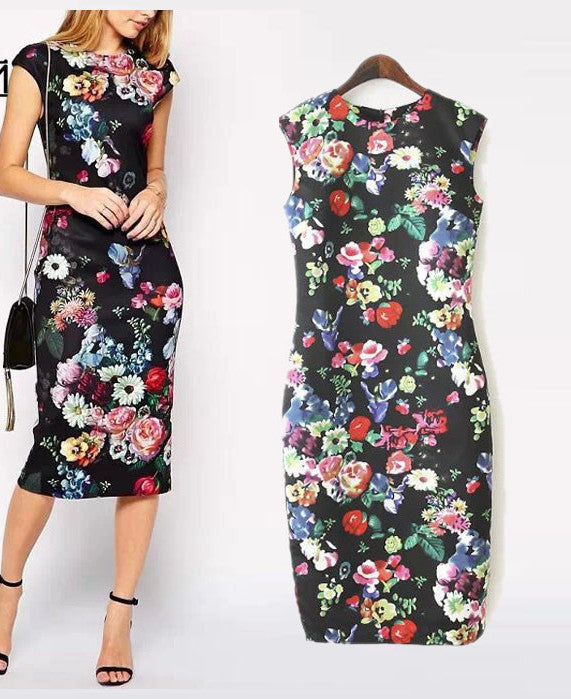 New Autumn Beach Dresses Elegant Slim Women's Dresses Pencil Vestidos Floral Sexy Bodycon Long Party Sexy Dresses AA8062 - CelebritystyleFashion.com.au online clothing shop australia