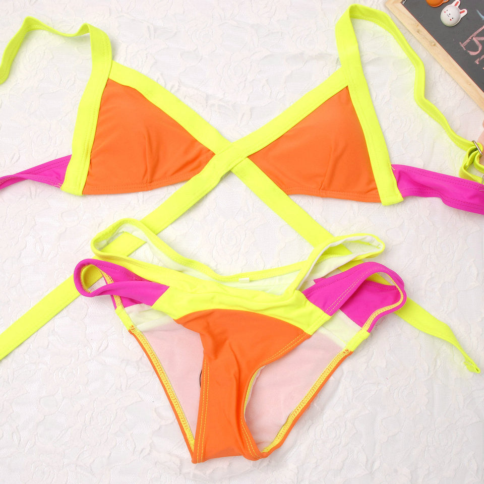 Swimsuit Summer Style Sexy Bikini Dynamic Bordered Color Bandage Brand Gini Bikinis Set Swimwear Brazilian Biquini Plus-Dollar Bargains Online Shopping Australia