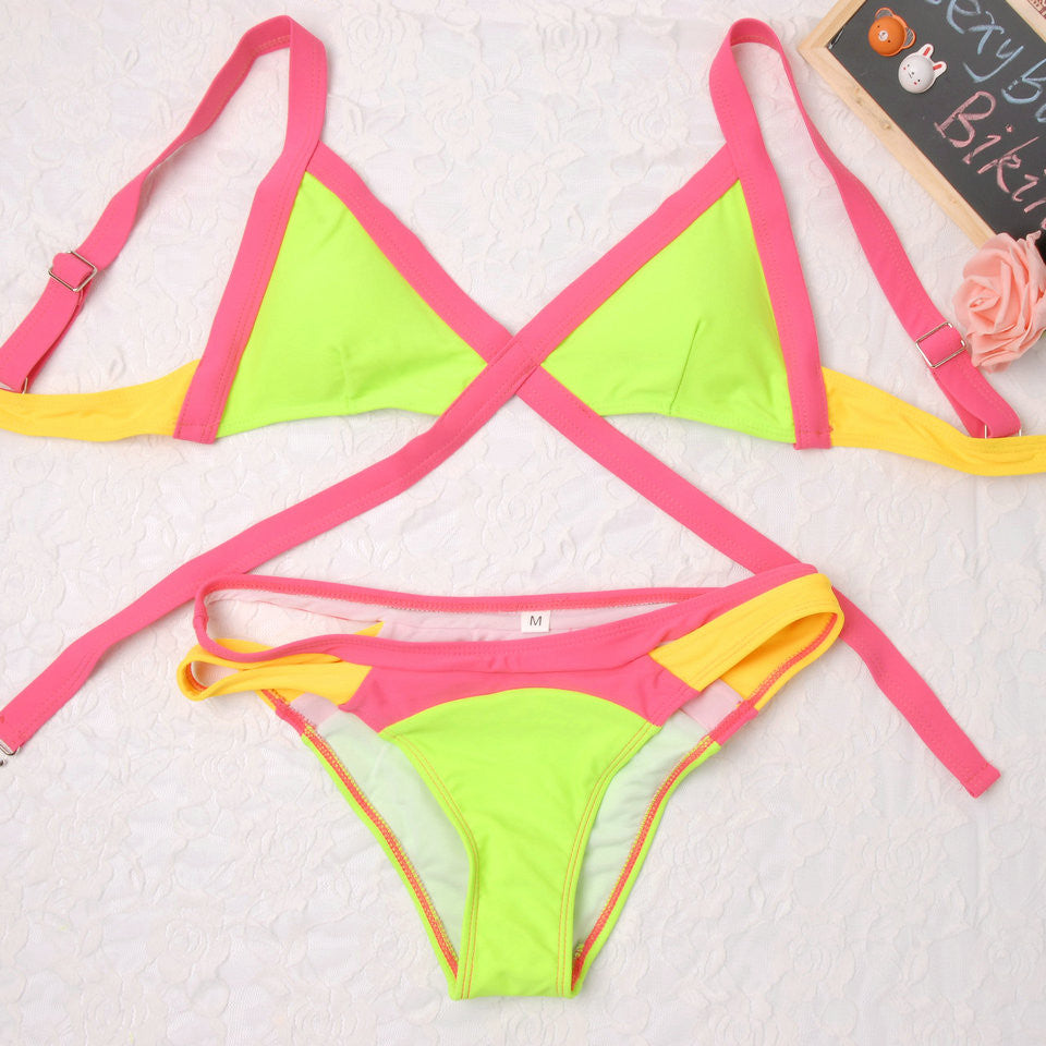 Swimsuit Summer Style Sexy Bikini Dynamic Bordered Color Bandage Brand Gini Bikinis Set Swimwear Brazilian Biquini Plus-Dollar Bargains Online Shopping Australia