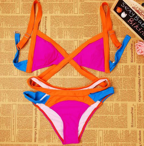 Swimsuit Summer Style Sexy Bikini Dynamic Bordered Color Bandage Brand Gini Bikinis Set Swimwear Brazilian Biquini Plus-Dollar Bargains Online Shopping Australia