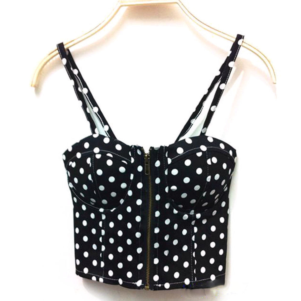 Summer Women Girls Sweet Floral Bustier Padded Zipper Crop Tank Tops Sexy Blouses-Dollar Bargains Online Shopping Australia