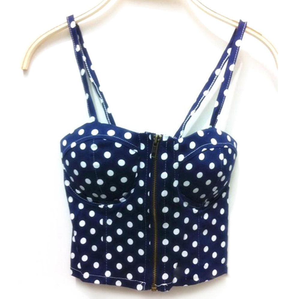 Summer Women Girls Sweet Floral Bustier Padded Zipper Crop Tank Tops Sexy Blouses-Dollar Bargains Online Shopping Australia