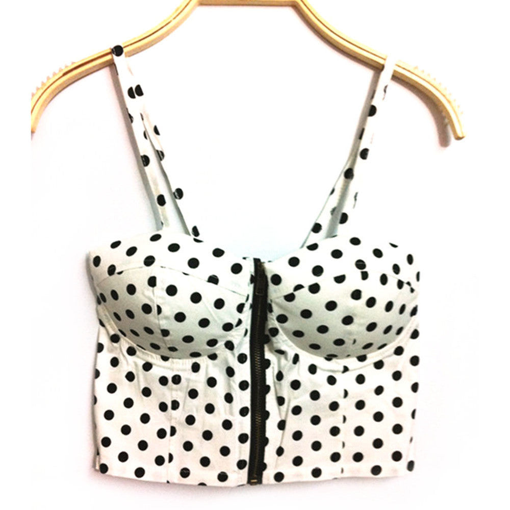 Summer Women Girls Sweet Floral Bustier Padded Zipper Crop Tank Tops Sexy Blouses-Dollar Bargains Online Shopping Australia