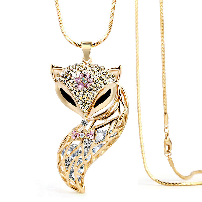 New Arrival Fox Pendant Necklace Trendy Zinc Alloy Animal Snake Chain Long Necklace Rhinestone Necklaces For Women Jewelry - CelebritystyleFashion.com.au online clothing shop australia