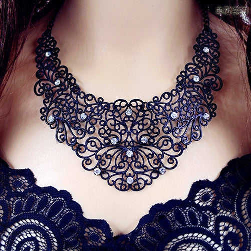 Moon Retro Black Hollow Crystal Gem Ethnic Alloy Collar Choker Statement Necklaces New 2015 Vintage Jewelry Women N270 - CelebritystyleFashion.com.au online clothing shop australia