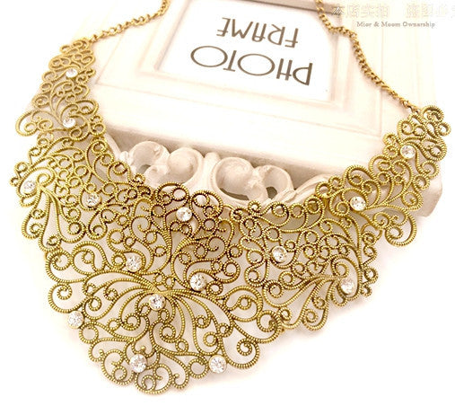 Moon Retro Black Hollow Crystal Gem Ethnic Alloy Collar Choker Statement Necklaces New 2015 Vintage Jewelry Women N270 - CelebritystyleFashion.com.au online clothing shop australia