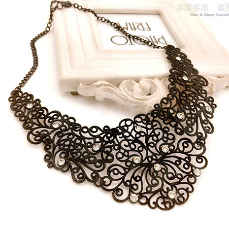 Moon Retro Black Hollow Crystal Gem Ethnic Alloy Collar Choker Statement Necklaces New 2015 Vintage Jewelry Women N270 - CelebritystyleFashion.com.au online clothing shop australia