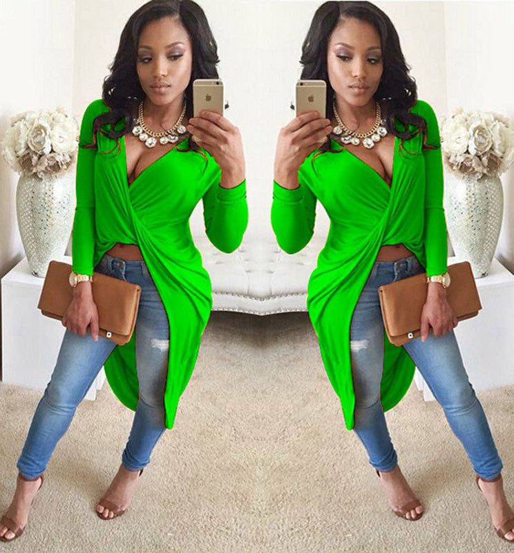 Backless Slit Long Sleeve Maxi Dress -  - 4