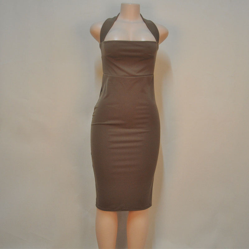 Sleeveless Strapless Cotton Pencil Bandage Dress Halter - CELEBRITYSTYLEFASHION.COM.AU - 5