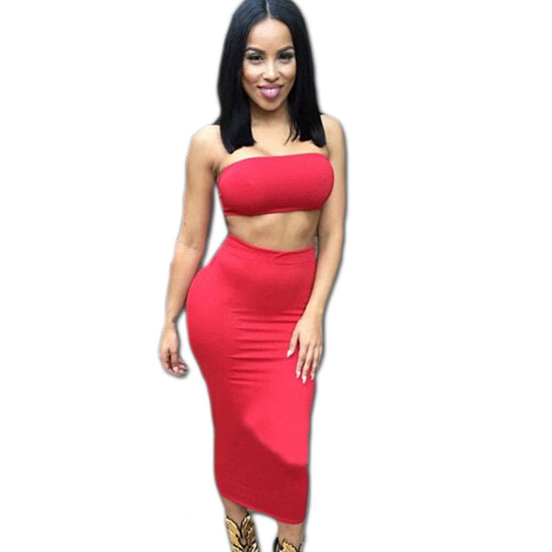 Strapless Two Piece Outfit Bandage Club Dress Kylie Jenner Style - CELEBRITYSTYLEFASHION.COM.AU - 3