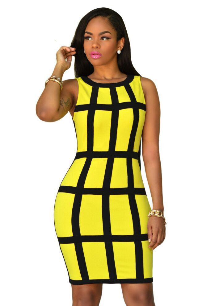 Sleeveless Bright Patchwork Mini Club Dress - CELEBRITYSTYLEFASHION.COM.AU - 5