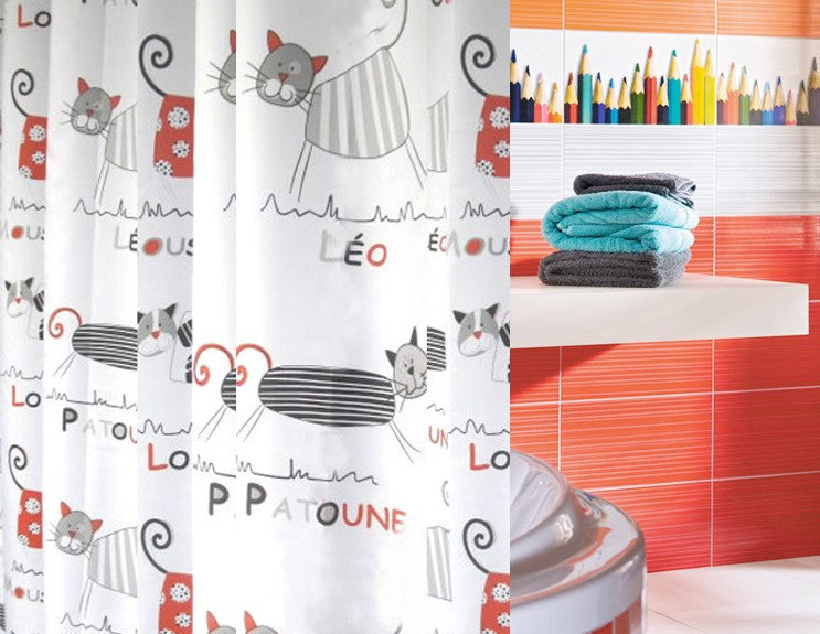 Multiple Size Cute Cartoon Cat Design Bathroom Shower Curtains with Hooks Bathroom Accessories Bath Curtain-Dollar Bargains Online Shopping Australia