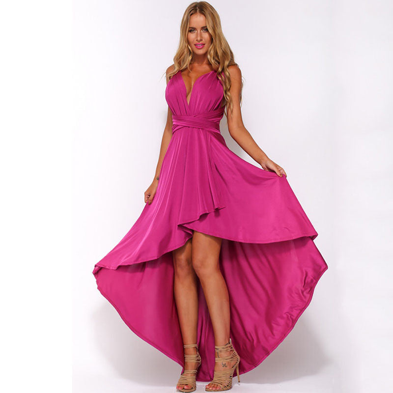 Asymmetrical Wrap Maxi Long Dress - CELEBRITYSTYLEFASHION.COM.AU - 3