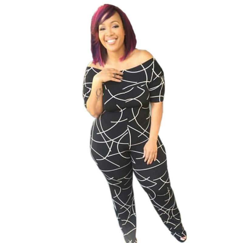 Slash Neck Stripe Short Sleeve Jumpsuit - CELEBRITYSTYLEFASHION.COM.AU - 1