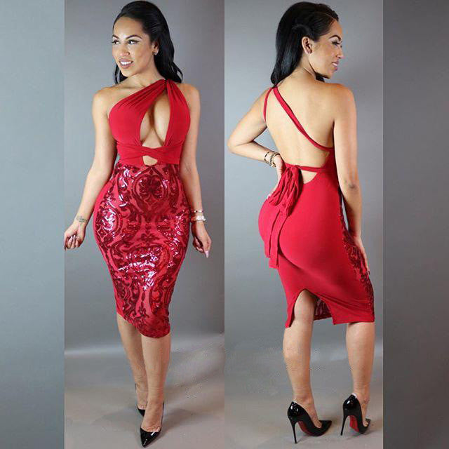Backless Slit Formal Sequined Party Dress - CELEBRITYSTYLEFASHION.COM.AU - 3