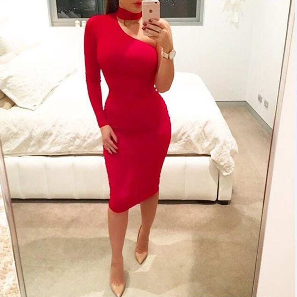 Elegant One Shoulder Party Dress - CELEBRITYSTYLEFASHION.COM.AU - 4