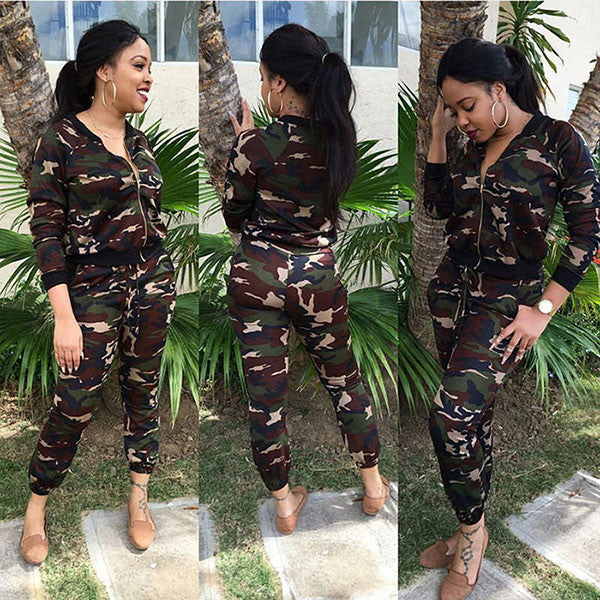 Camouflage Two Piece Playsuit Elegant Jumpsuit - CELEBRITYSTYLEFASHION.COM.AU - 2