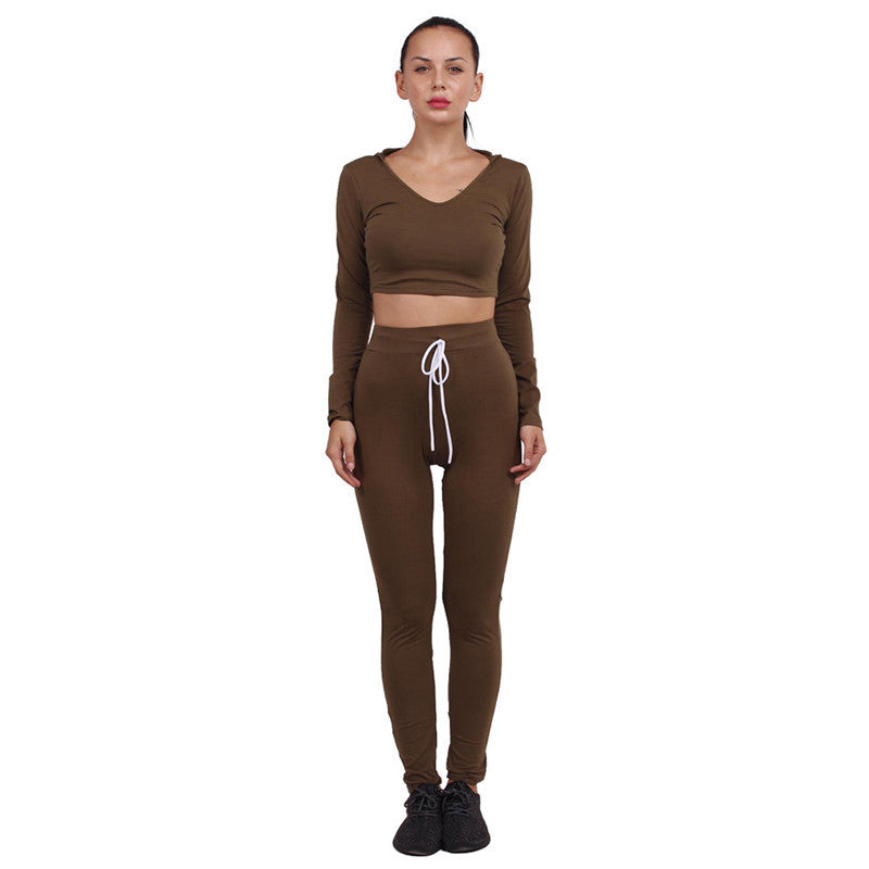 Two Piece Women Jumpsuit Full Pants Long Sleeve Hooded Cotton - CELEBRITYSTYLEFASHION.COM.AU - 2