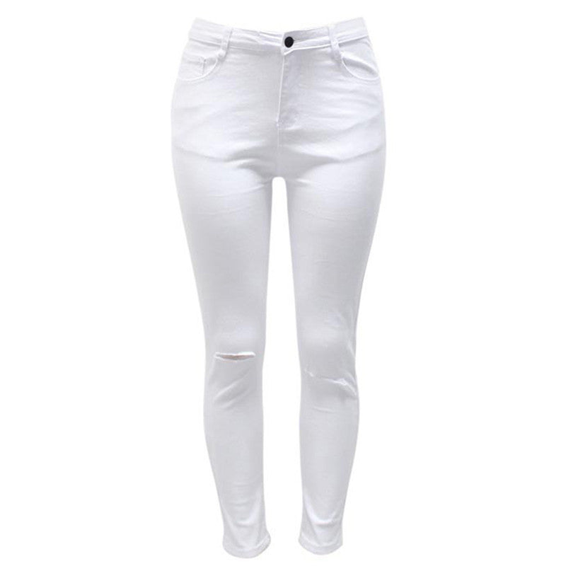 7 Colors High Waisted Cut Out Butt Lifting Destroyed Washed Elastic Slim Sculpt Pencil Jeans - CELEBRITYSTYLEFASHION.COM.AU - 5