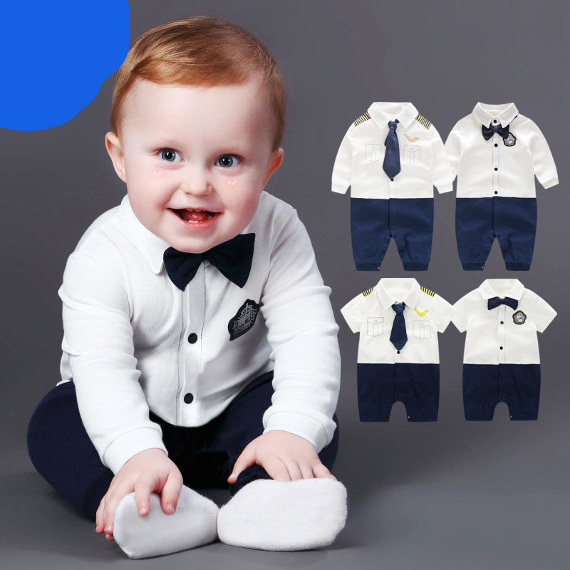 born Baby Boy Rompers 100% Cotton Tie Gentleman Suit Bow Leisure Body Suit Clothing Toddler Jumpsuit Baby Boys Brand Clothes-Dollar Bargains Online Shopping Australia