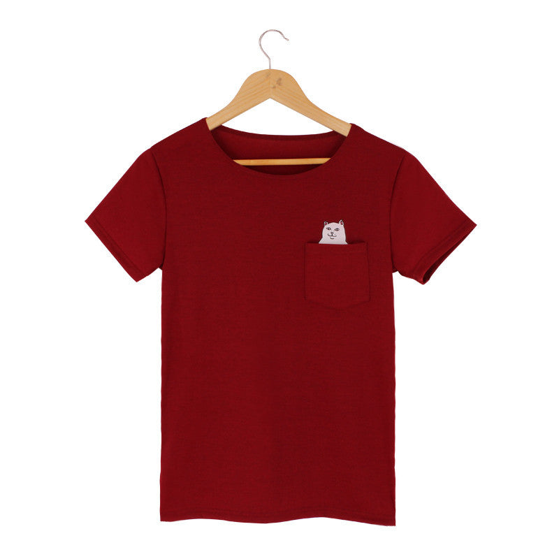 H149 Cat Pocket Women T-shirt Summer Style Tee Harajuku Women Tops Plus size 4XL-Dollar Bargains Online Shopping Australia
