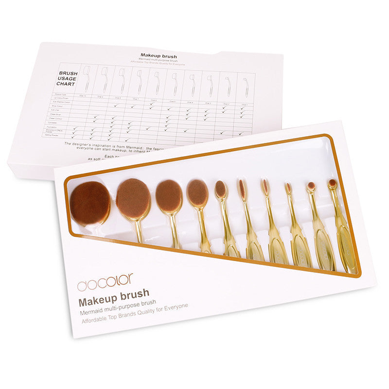 Docolor oval makeup brushes 10pcs oval brush set professional makeup brushes set toothbrush make up brushes holder with nice box-Dollar Bargains Online Shopping Australia