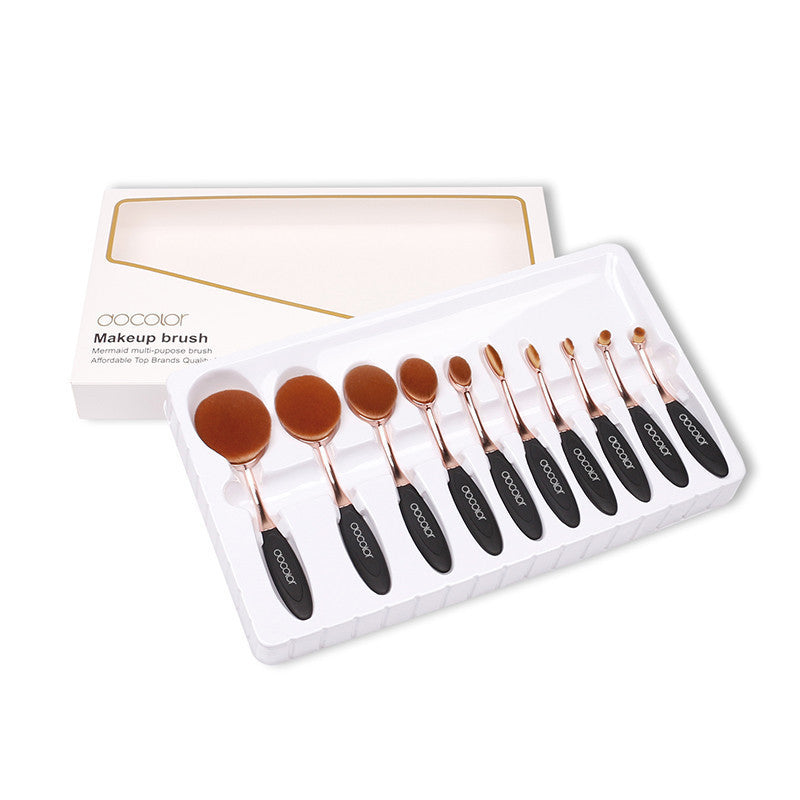 Docolor oval makeup brushes 10pcs oval brush set professional makeup brushes set toothbrush make up brushes holder with nice box-Dollar Bargains Online Shopping Australia