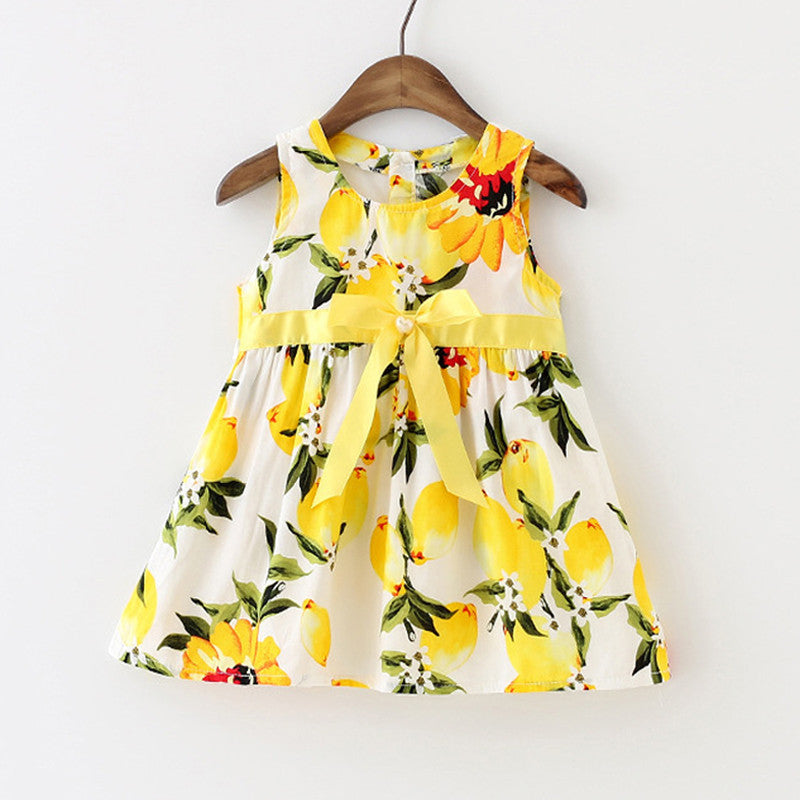 New Baby Girl Dress Lemon Dress Toddler Girls Summer Baby Clothing Sleeveless Baby Dress Floral Sundress - CelebritystyleFashion.com.au online clothing shop australia