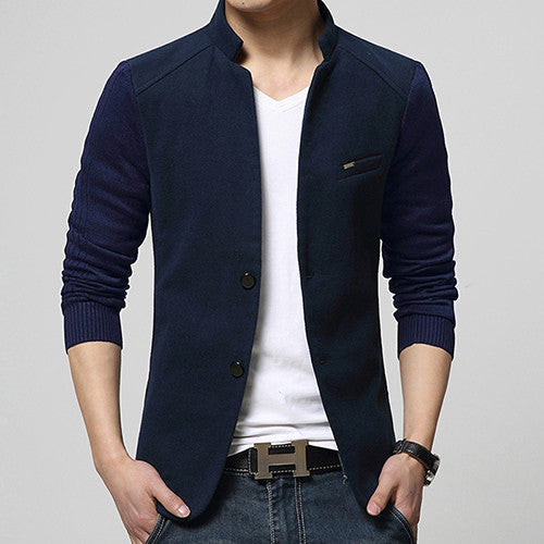 Mens Blazer Patchwork Suits For Men Red Blazers Slim Fit Woolen Outwear Coat Costume Homme Blazer Men-Dollar Bargains Online Shopping Australia