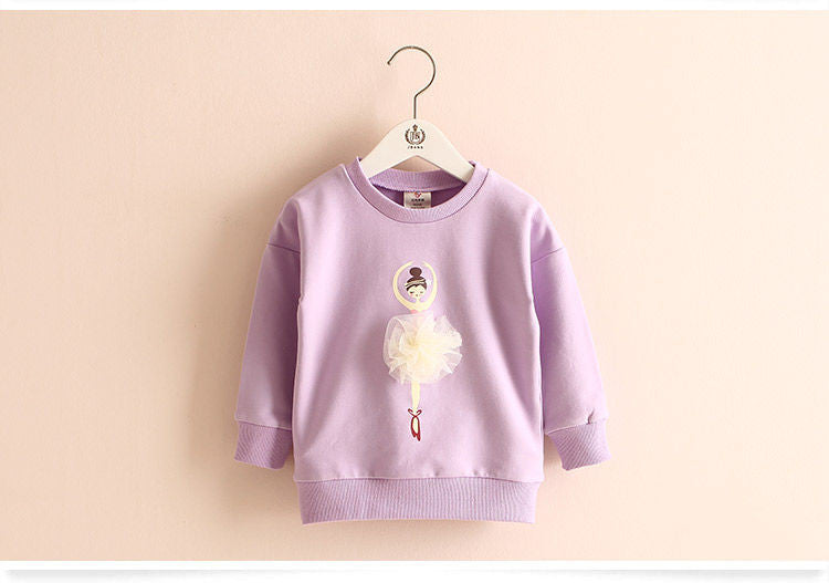 Ballet Girl Pattern Girls Sweatshirts New Spring/Autumn 6 Candy Colors Casual Long Sleeve Cotton Kids Clothes Children Tops - CelebritystyleFashion.com.au online clothing shop australia