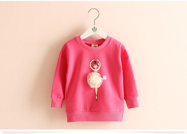 Ballet Girl Pattern Girls Sweatshirts New Spring/Autumn 6 Candy Colors Casual Long Sleeve Cotton Kids Clothes Children Tops - CelebritystyleFashion.com.au online clothing shop australia