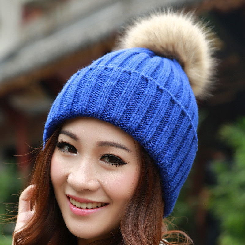 Women Spring Winter Hats Beanies Knitted Cap Crochet Hat Rabbit Fur Ear Protect Casual Cap-Dollar Bargains Online Shopping Australia
