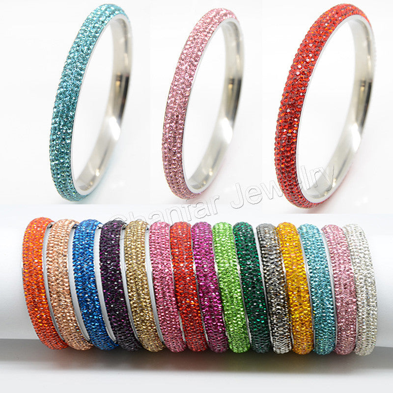 5 rows Fashion High Quality Crystal Stainless Steel bangles rhinestone For Love bangles Women Bracelets - CelebritystyleFashion.com.au online clothing shop australia