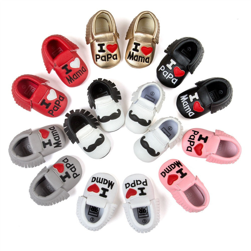 Baby Shoes Boys Girls Tassel Shoes Princess PU Leather Shoes Newborn Baby Moccasins Love Papa Mama Baby First Walker Shoes - CelebritystyleFashion.com.au online clothing shop australia