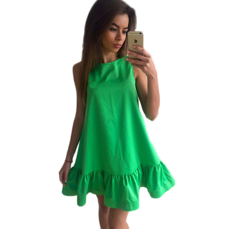 Sexy Ruffles Women Dress Summer Sleeveless Casual A Line Bodycon Dresses Party Cocktail Short Mini Tube Beach Dress - CelebritystyleFashion.com.au online clothing shop australia