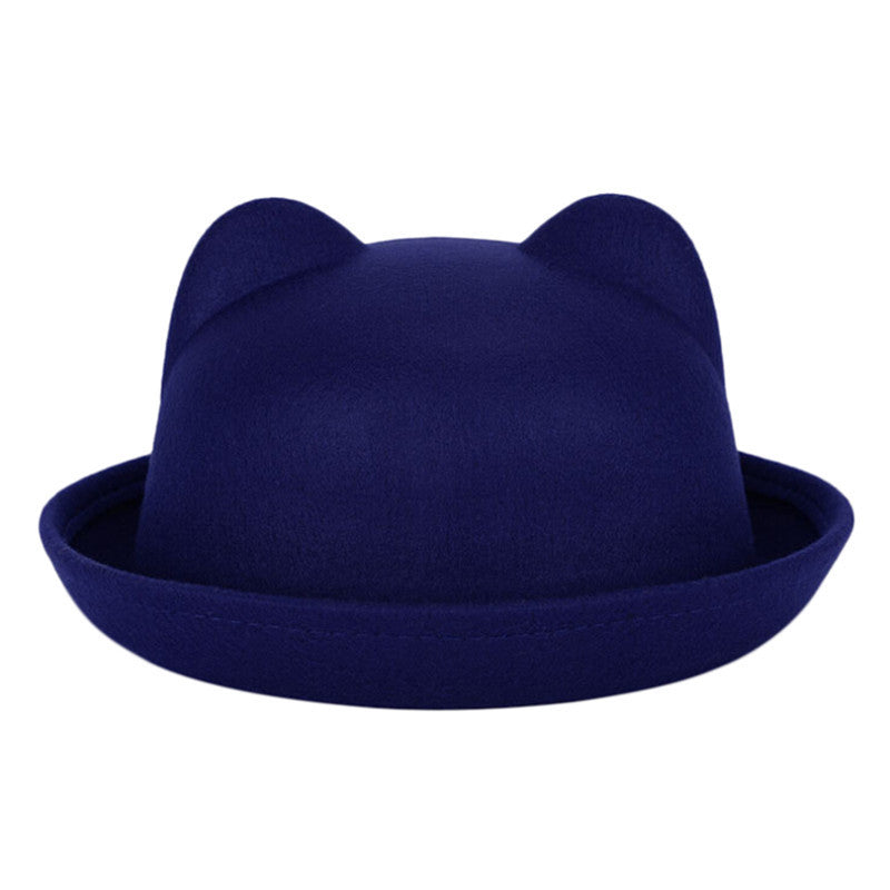 Fashion Winter Fashion Women Devil Hat Cute Kitty Cat Ears Wool Derby Bowler Cap-Dollar Bargains Online Shopping Australia