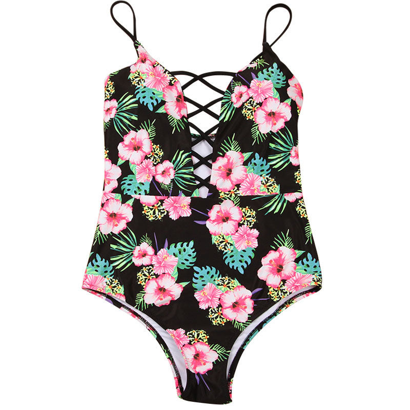 One Piece Swimsuit Sexy Swimwear Women Bodysuit Bathing Suit Swim Vintage Summer Beach Wear Print Bandage Monokini Swimsuit-Dollar Bargains Online Shopping Australia